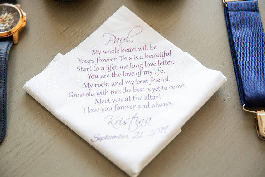 Groom's Details with a Personalized Hankerchief