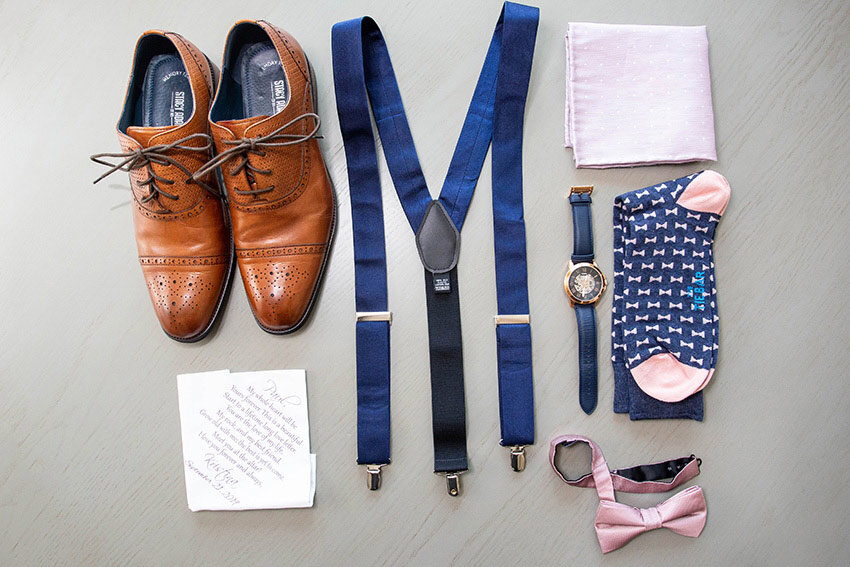 Groom's Accessories with Suspenders &amp; Fossil Watch