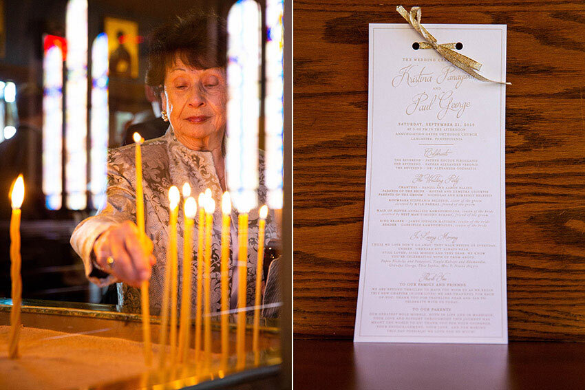 Program &amp; Lighting Candles at Greek Orthodox Wedding
