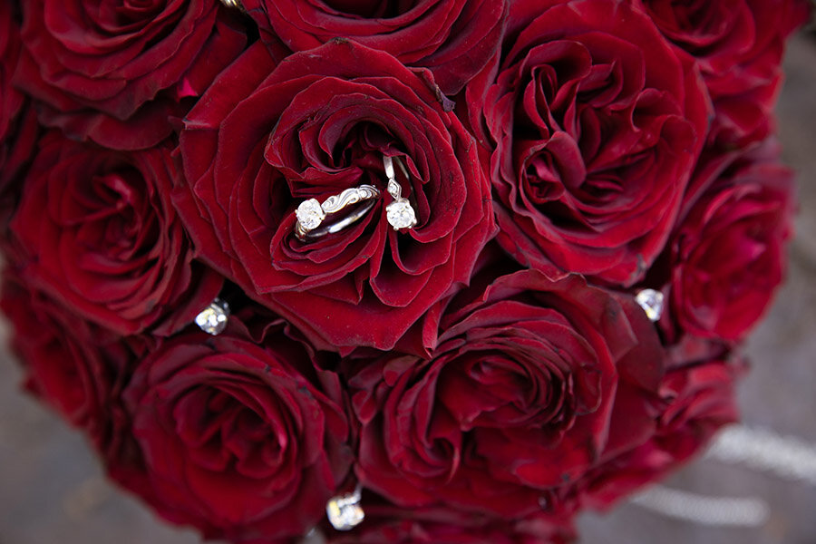 Detail of Rings with Burgundy Bouquet