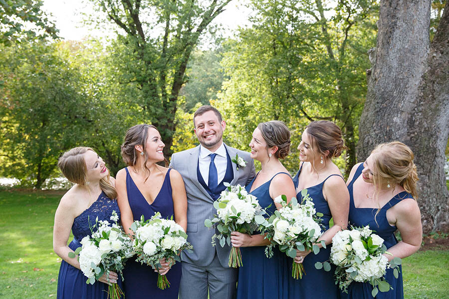 Groom with Bridesmaids at Riverdale Manor