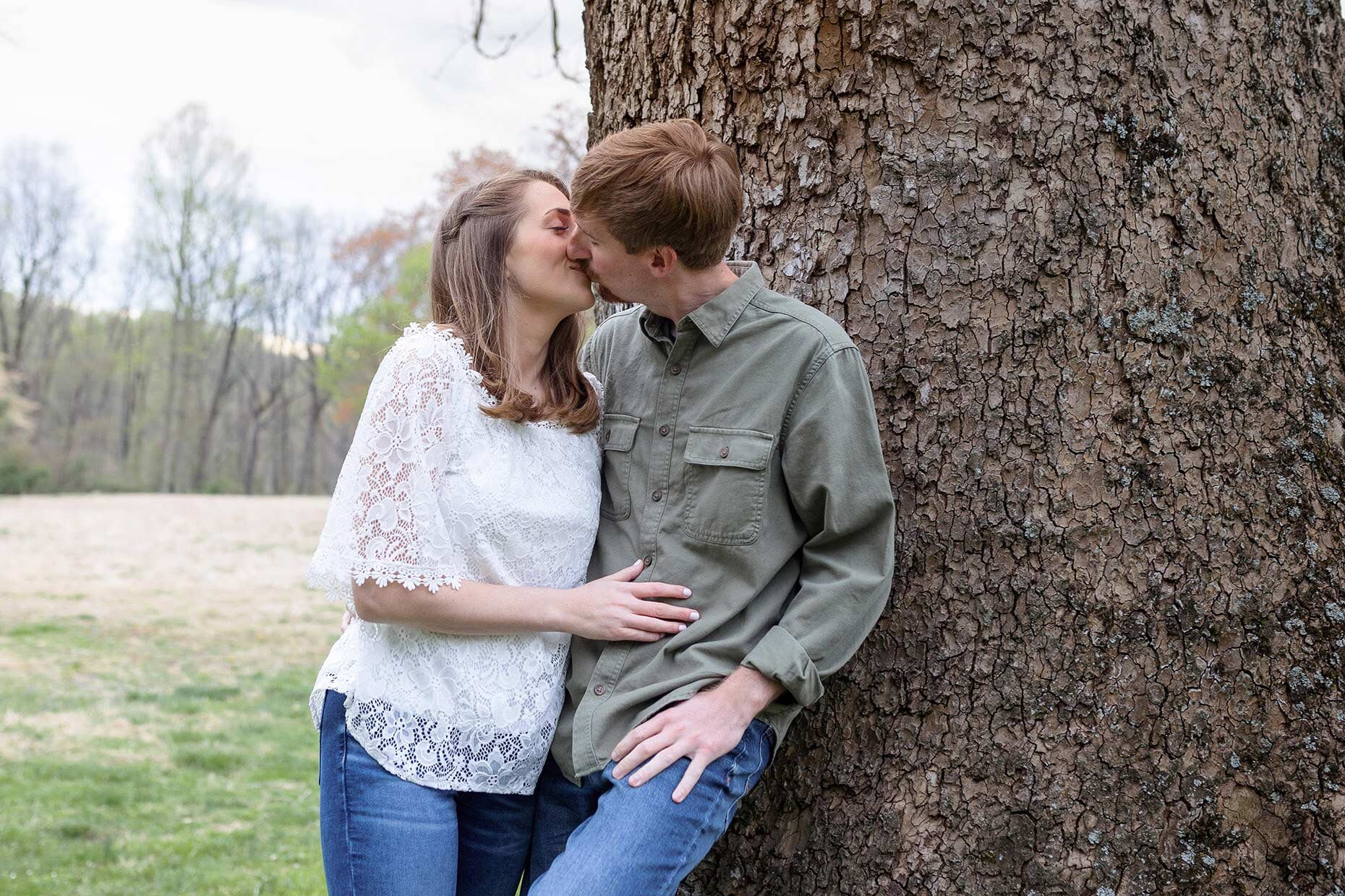 Couple Kissing on a Sycamore Tree