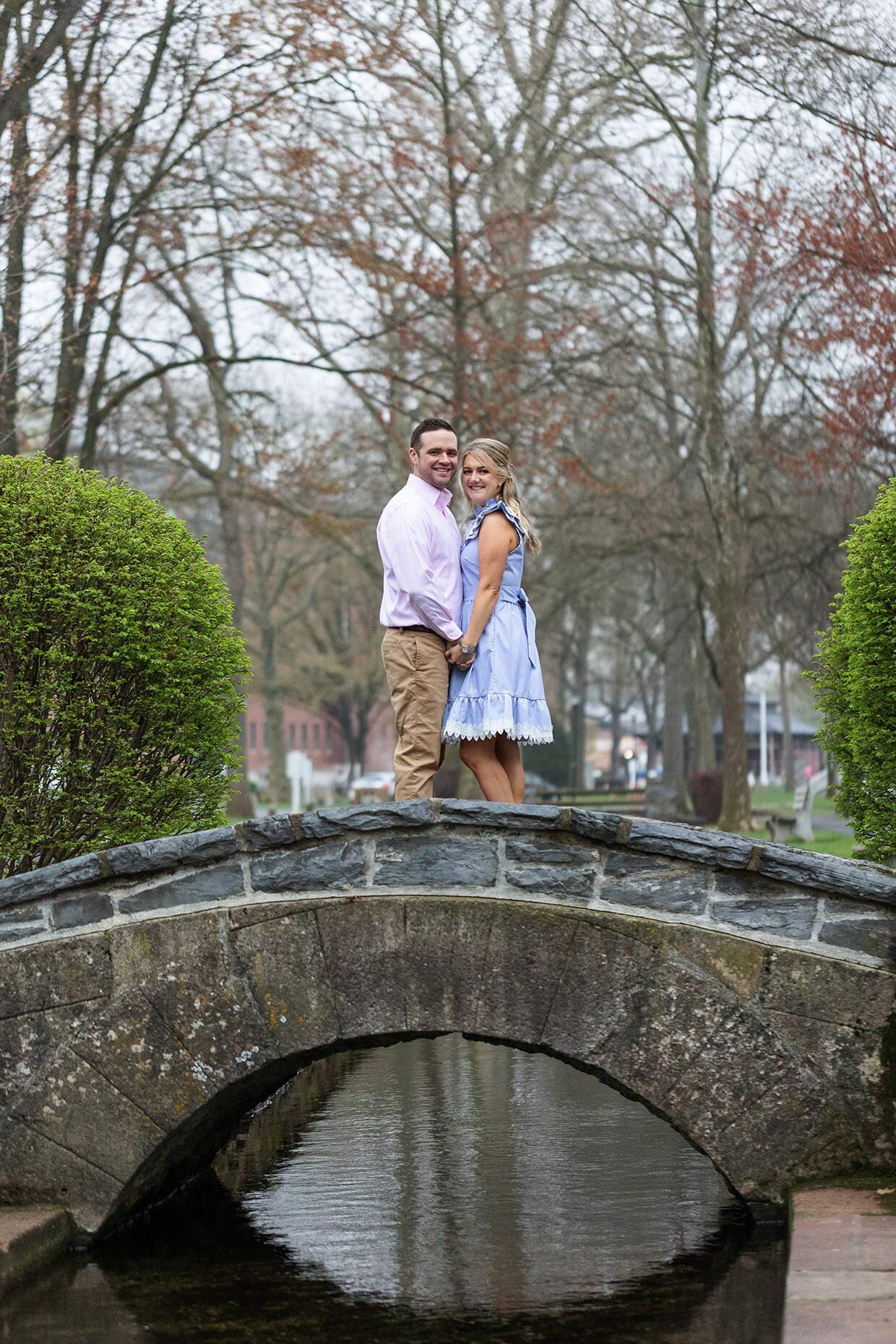 Brianne & Andrew overlooking the stream at Lititz Springs Park, Lititz, PA 