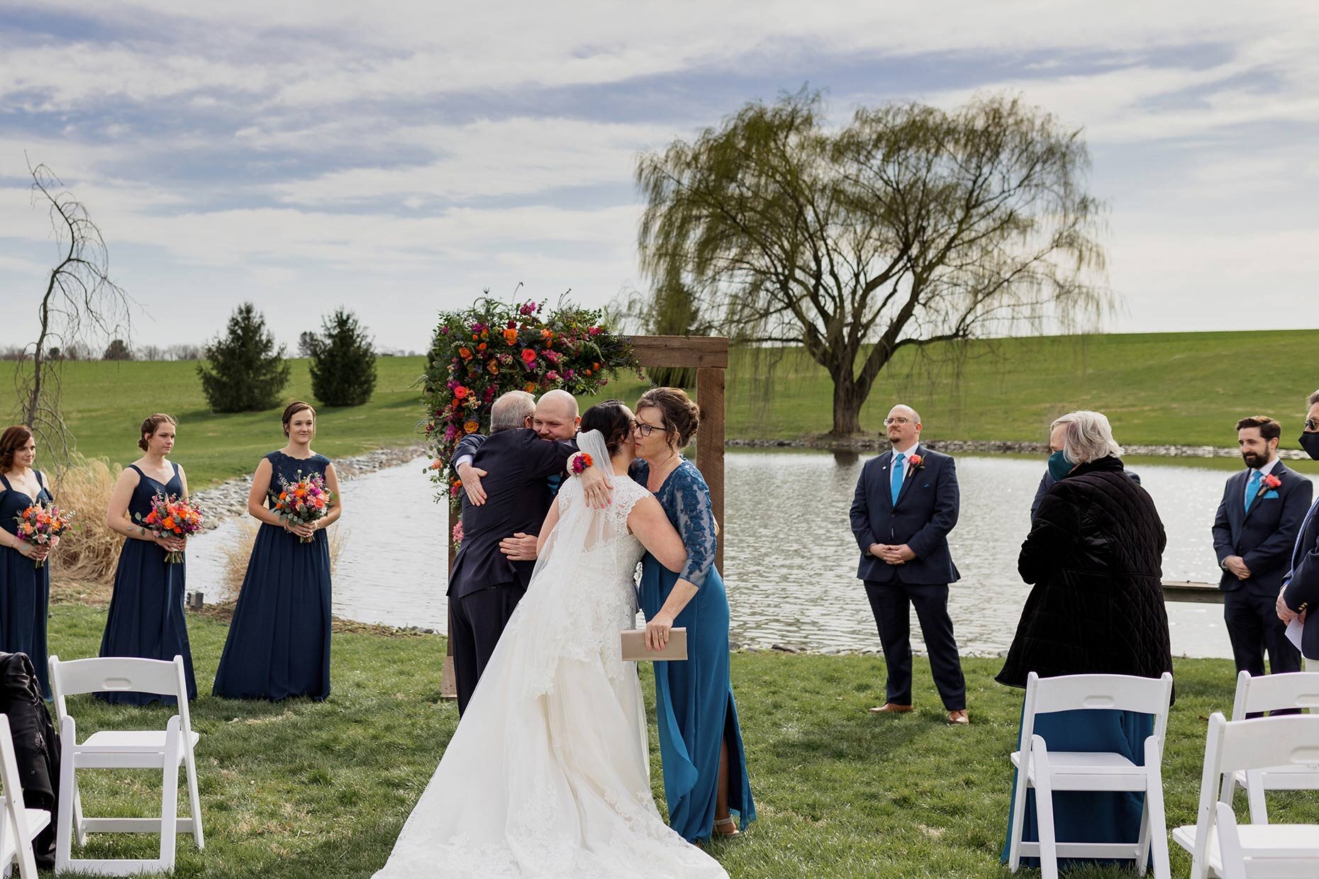 Giving away the bride at Lakefield Weddings, Manheim, PA