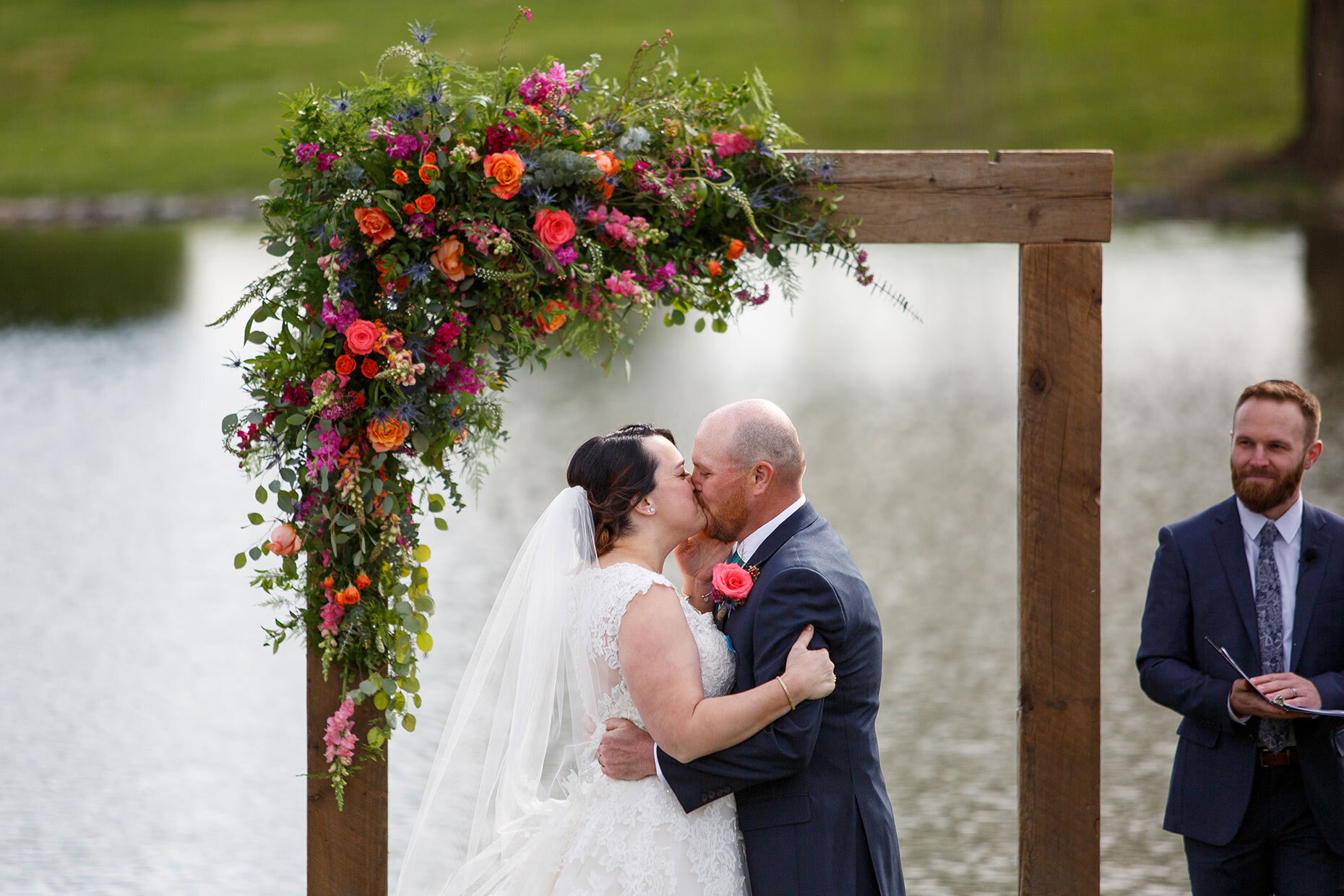 Lakefield Weddings First Kiss as Husband and Wife
