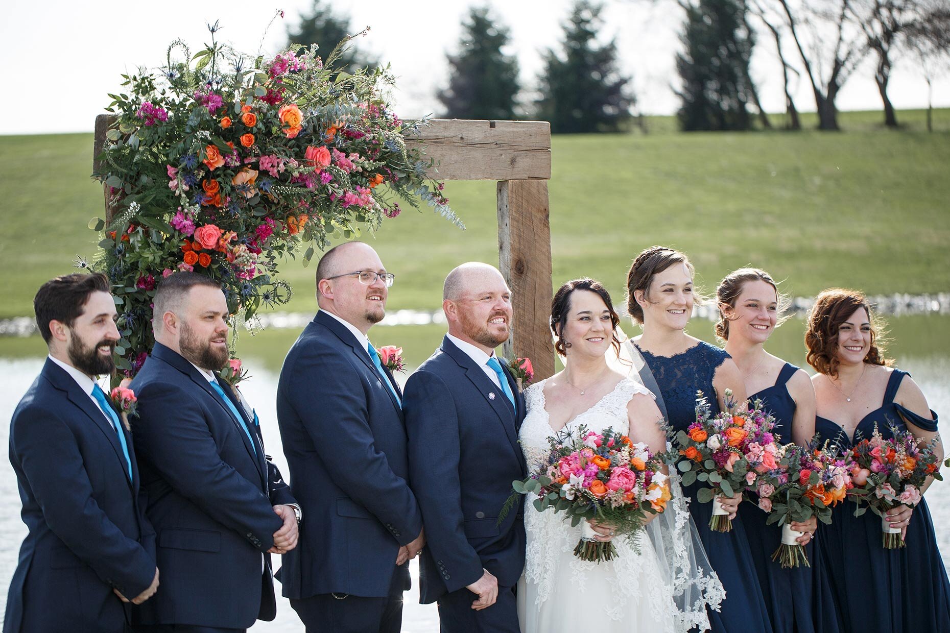 Bridesquad at outdoor farm wedding in Manheim, PA 