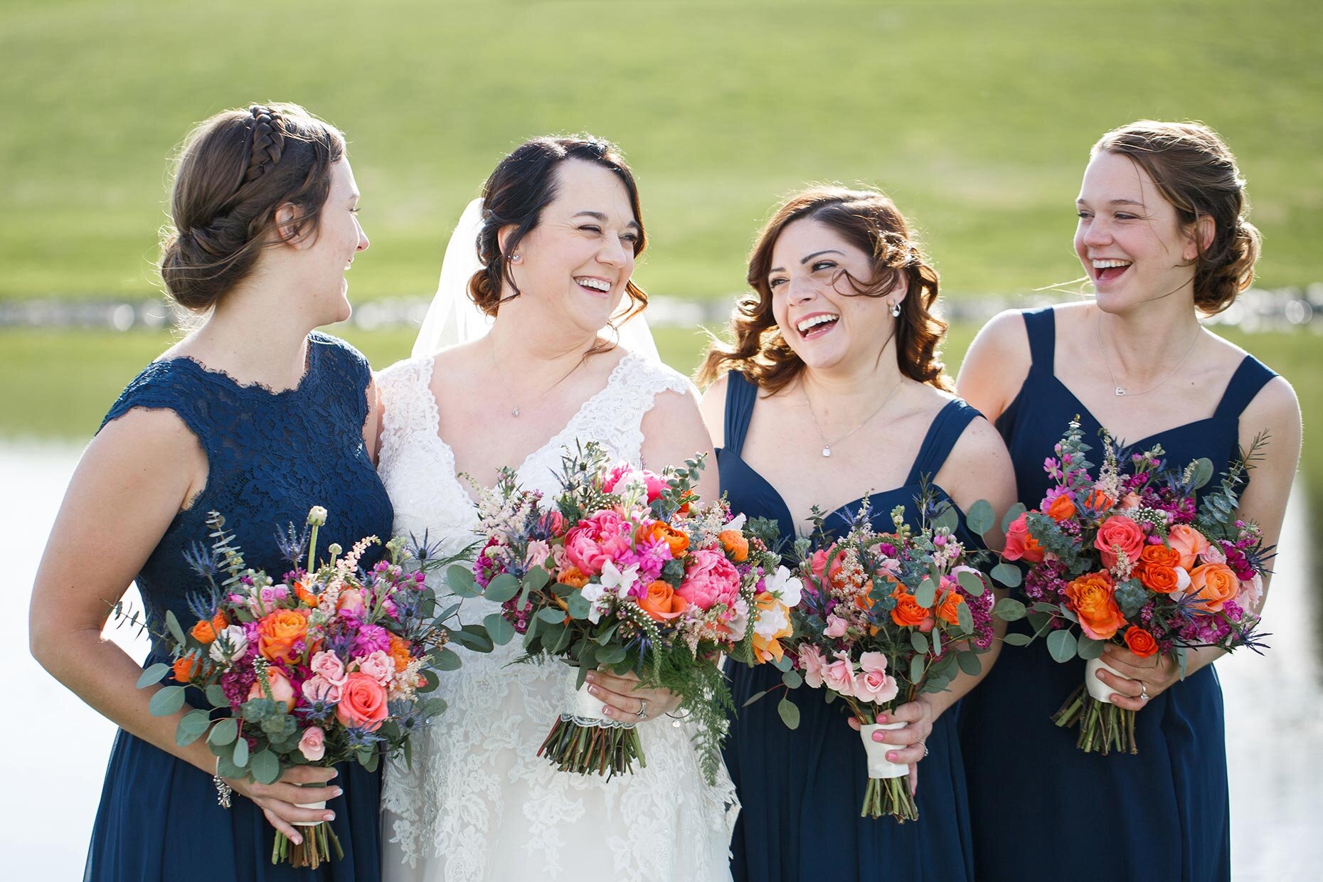 Bridesmaids laugh at Lakefield Weddings, Manheim, PA