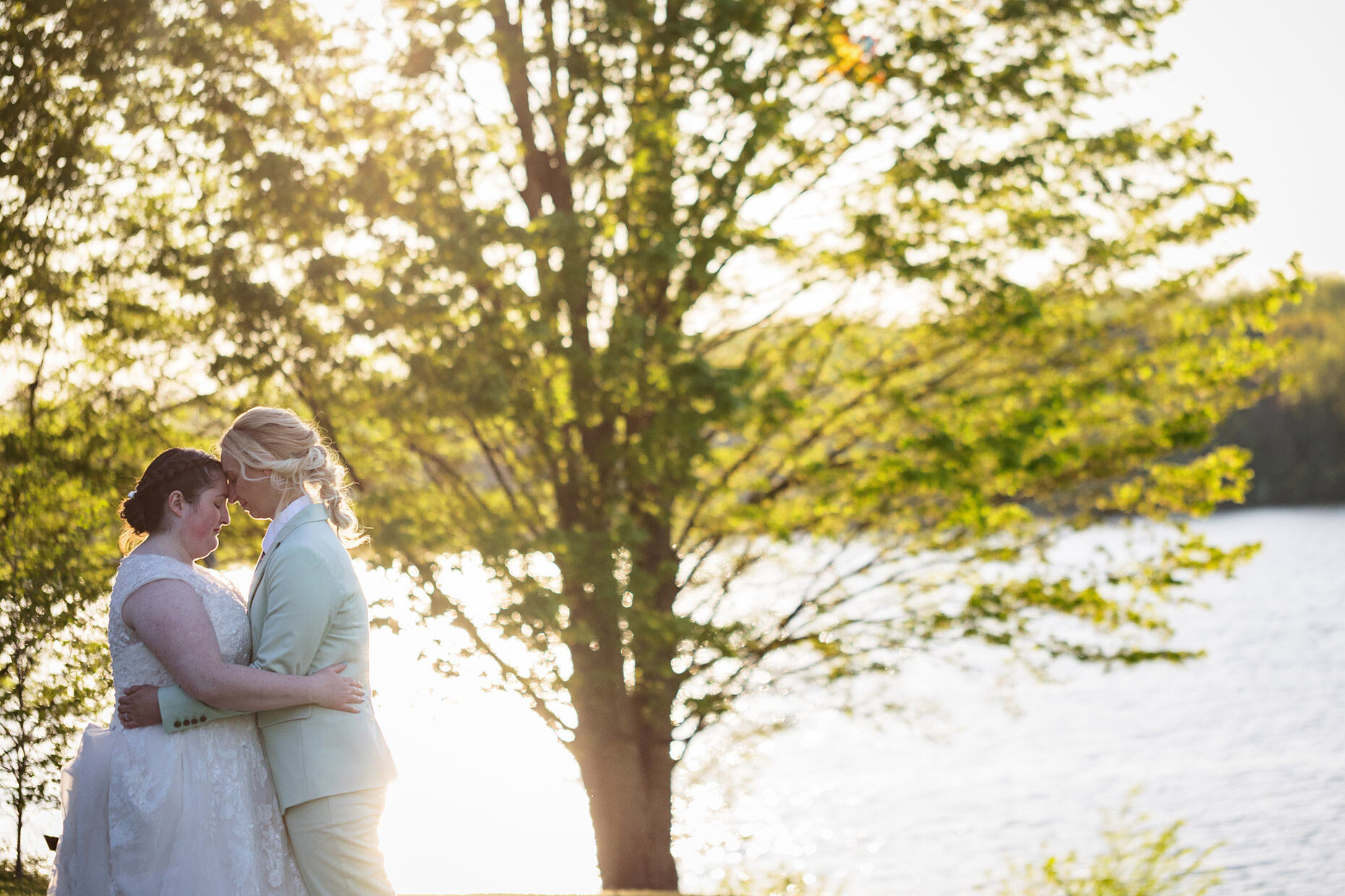 Lakefront Kiss at golden hour