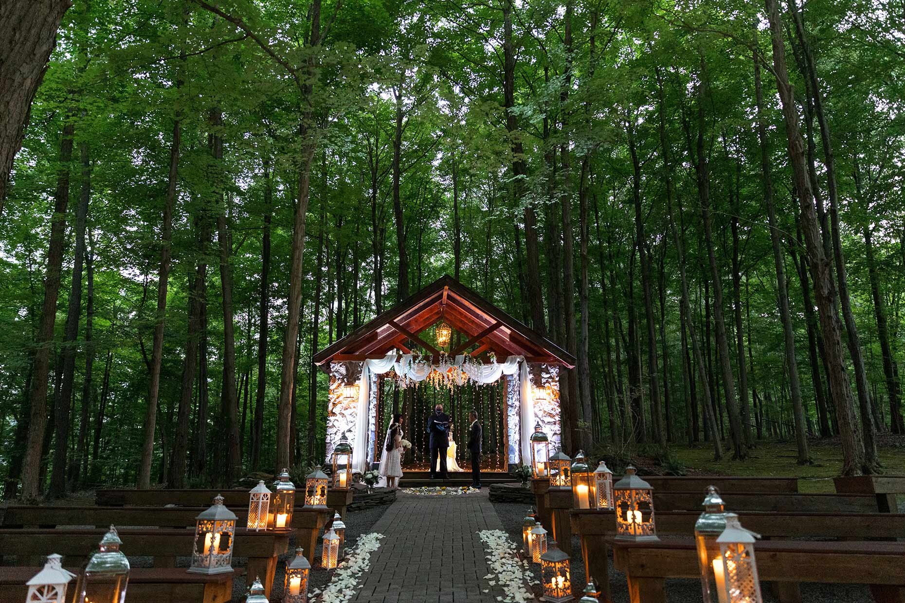 Ceremony alter in the woods at night