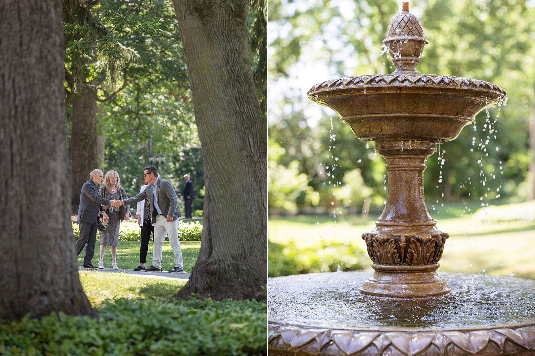 Guests and fountain at Cameron Estate Inn	