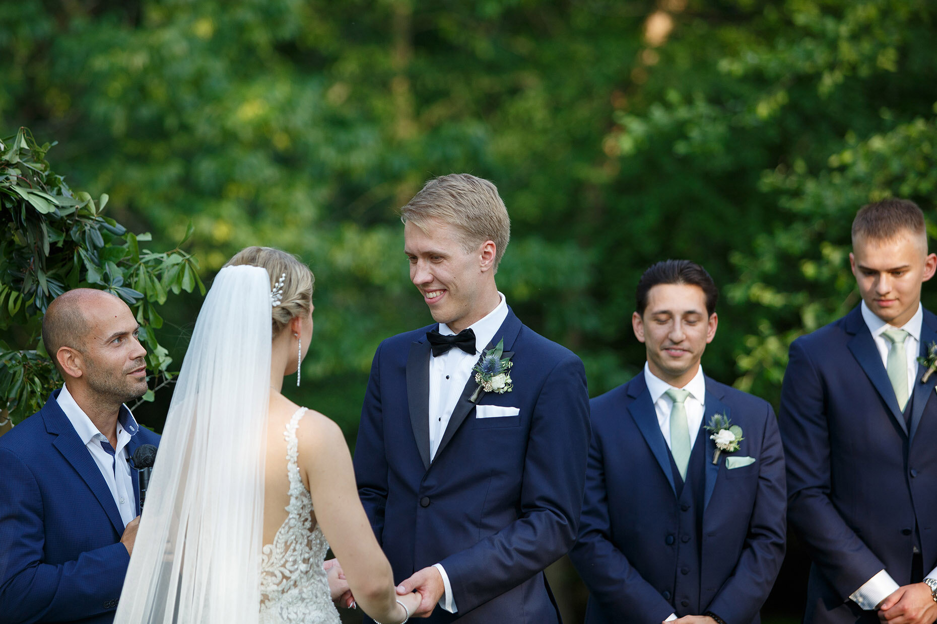 Groom's reaction to vows at ceremony