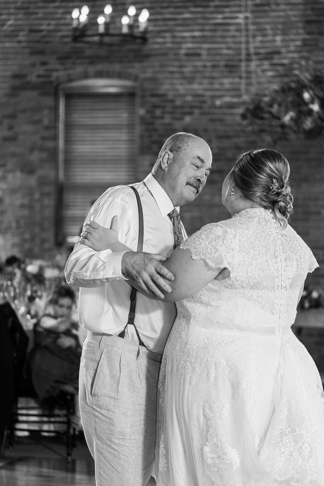 Father Daughter dance in black and white