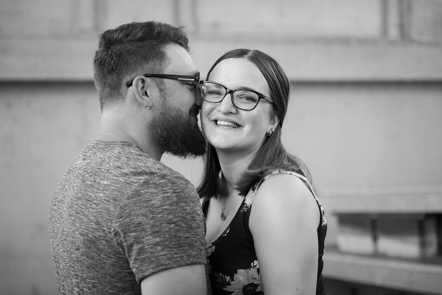 Laughing in engagement photos