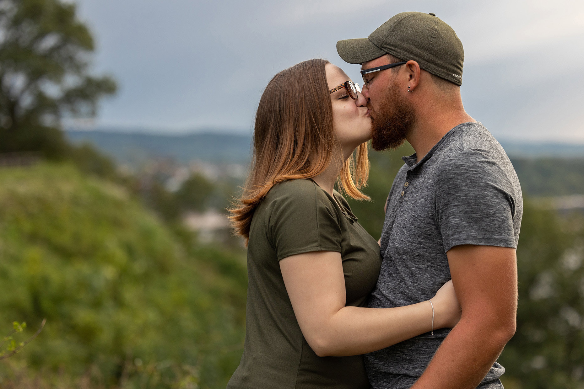 Couple Kissing at engagement session