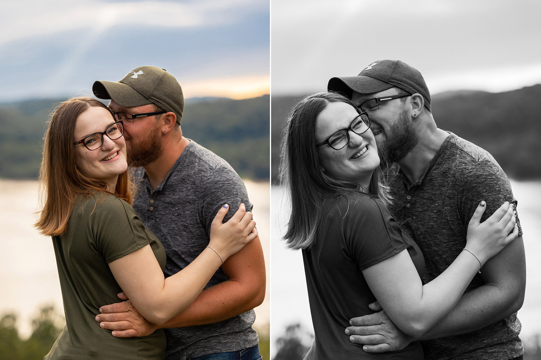 Silly nuzzling photo at engagement session