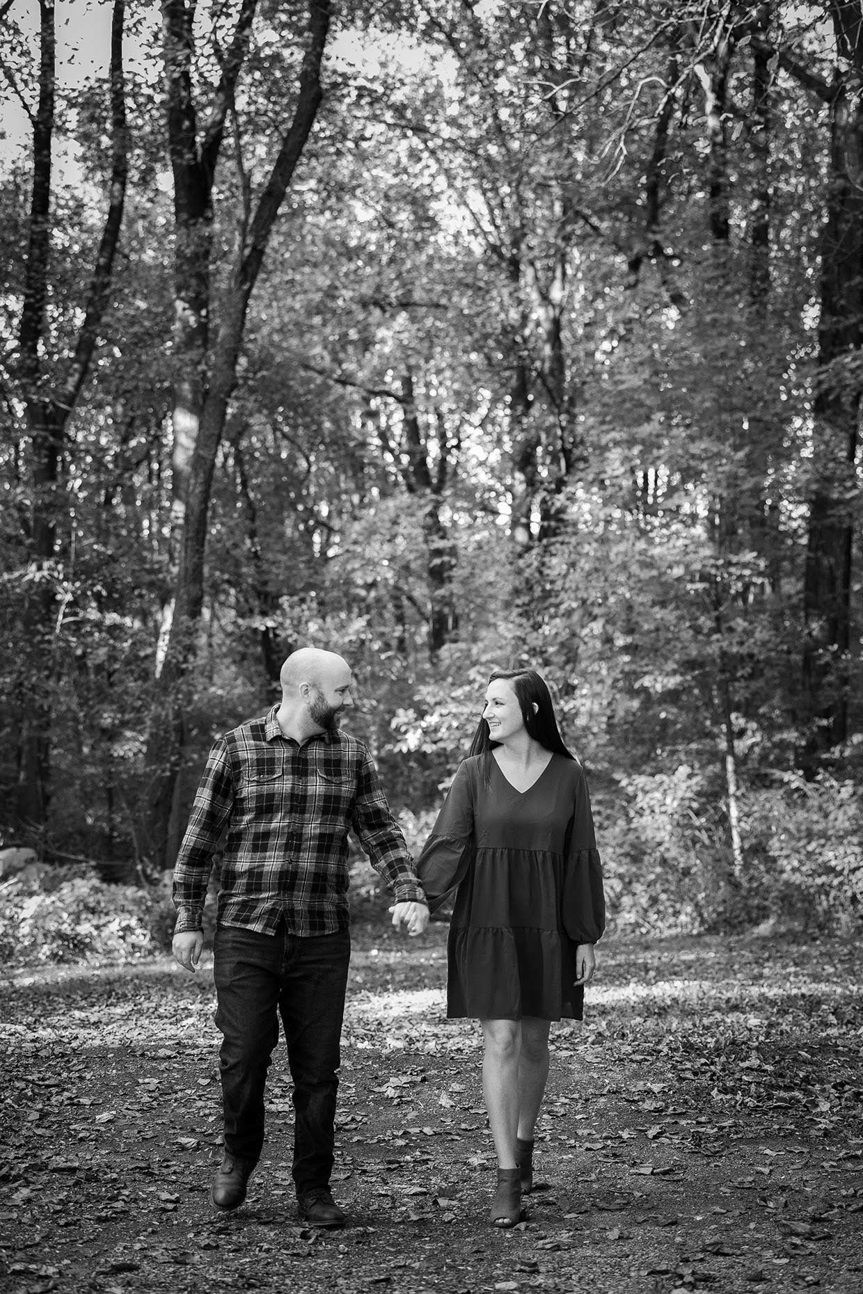 Couple walking in the woods at Susquehannock State Park