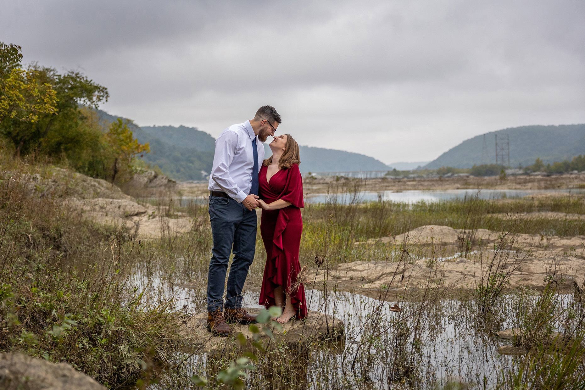 Couple on Susquehanna River for engagement photos