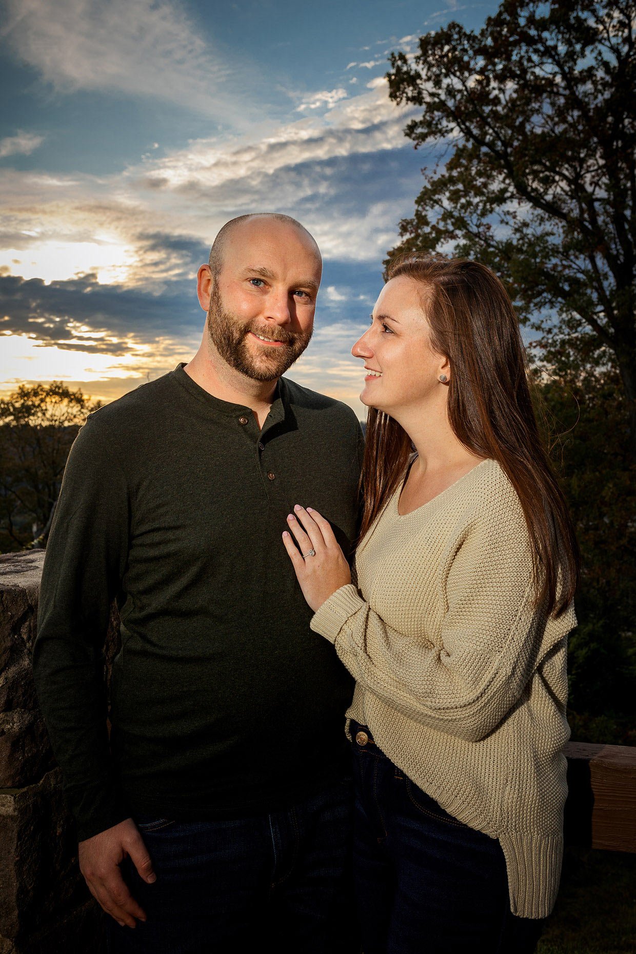 Sunset photo at engagement session