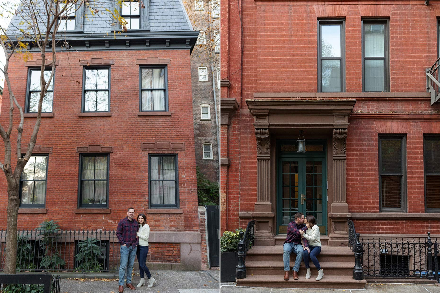 Brick Homes in Manhattan at Engagement Photo Session