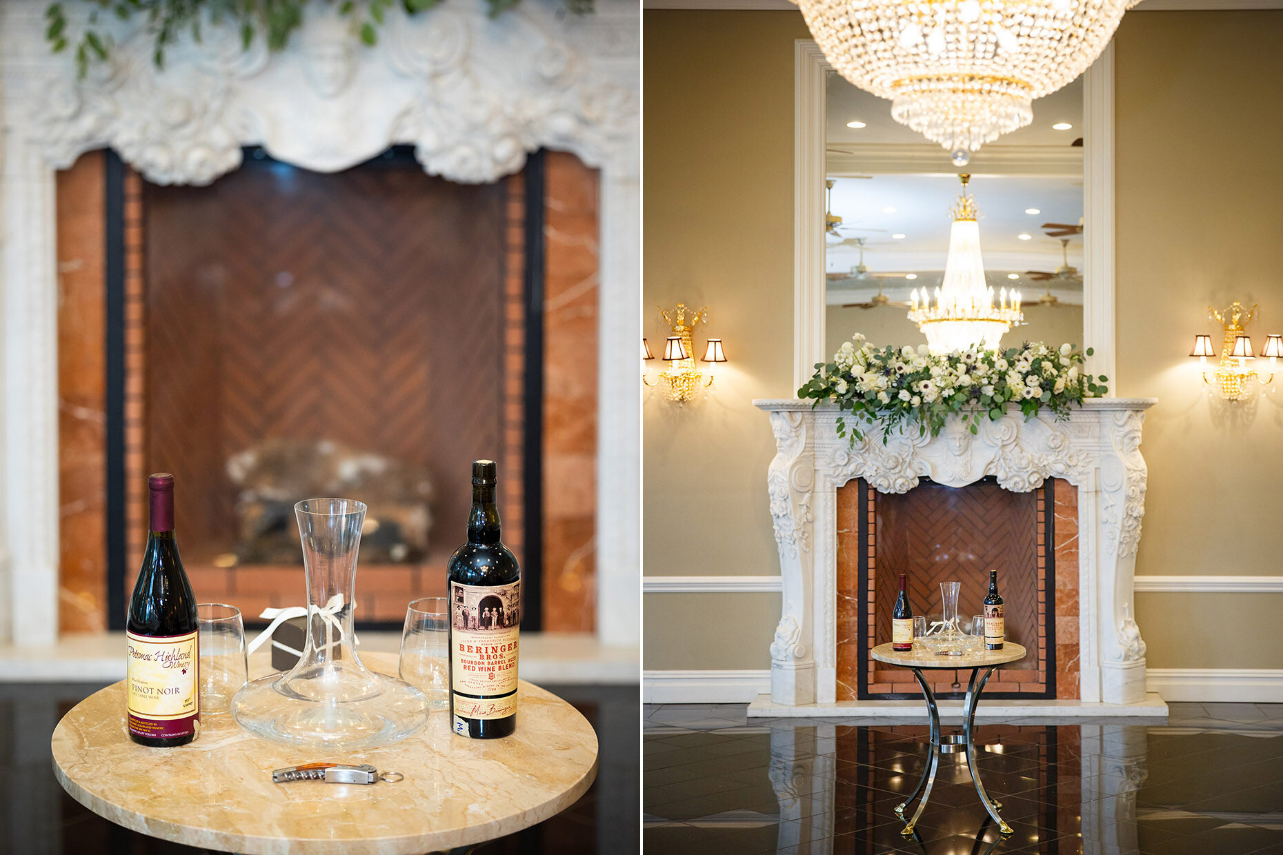 Detail of wine blending and pouring at Cameron Estate Inn Ceremony
