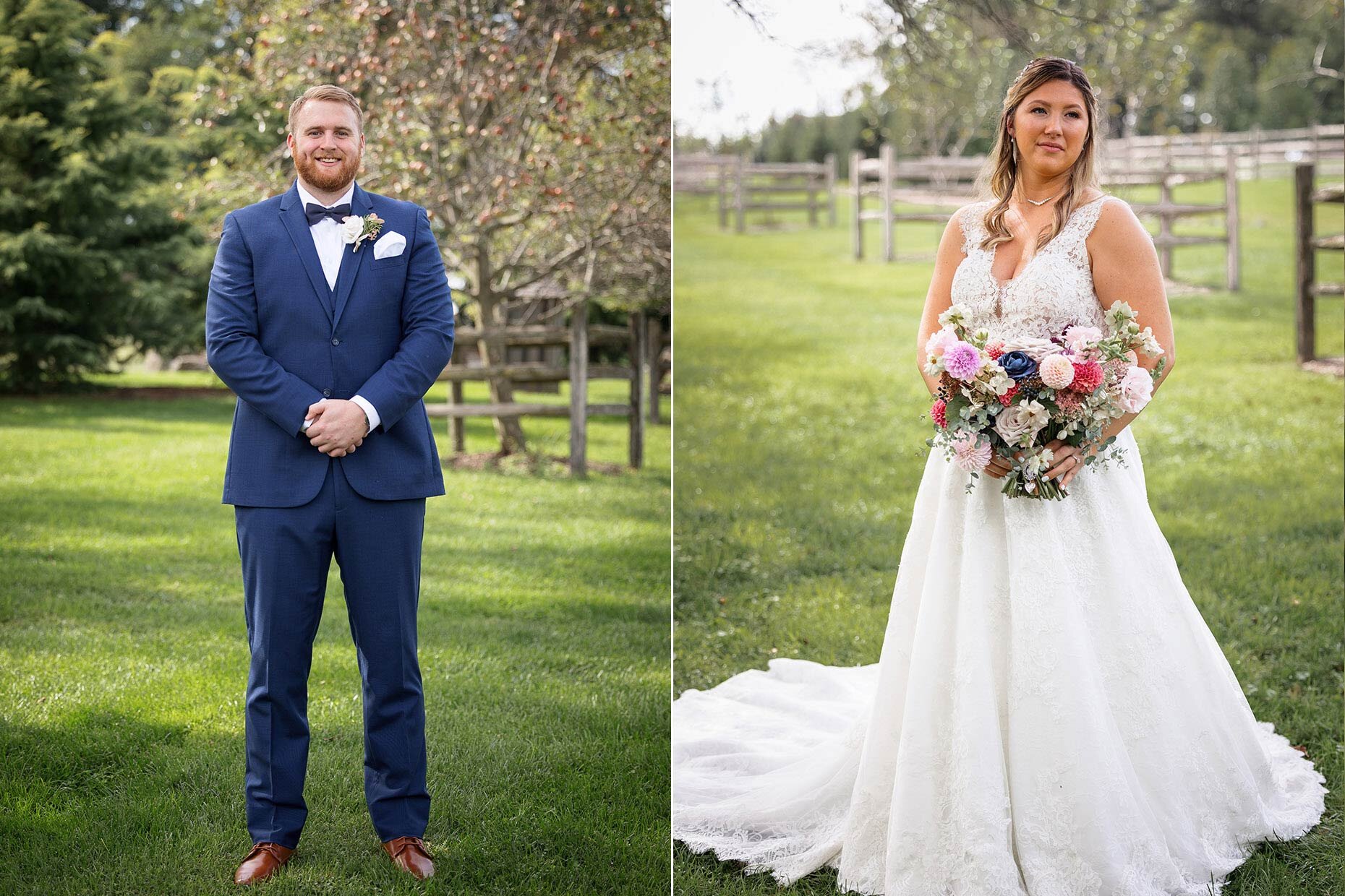 Individual Photos of Bride &amp; Groom Solo in Apple Orchard
