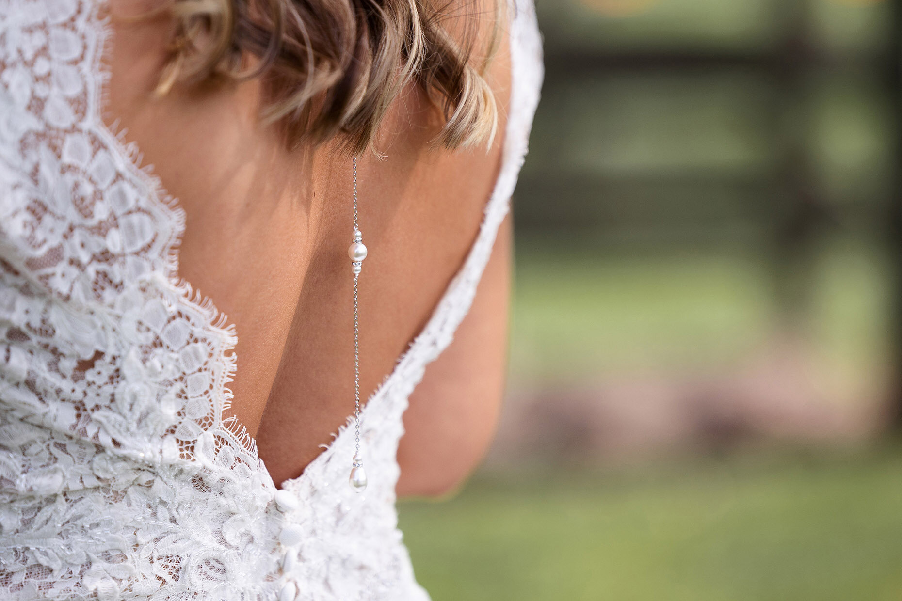 Back Necklace detail on bride