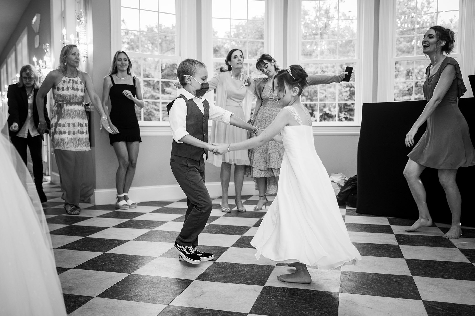 Daughter dancing at reception