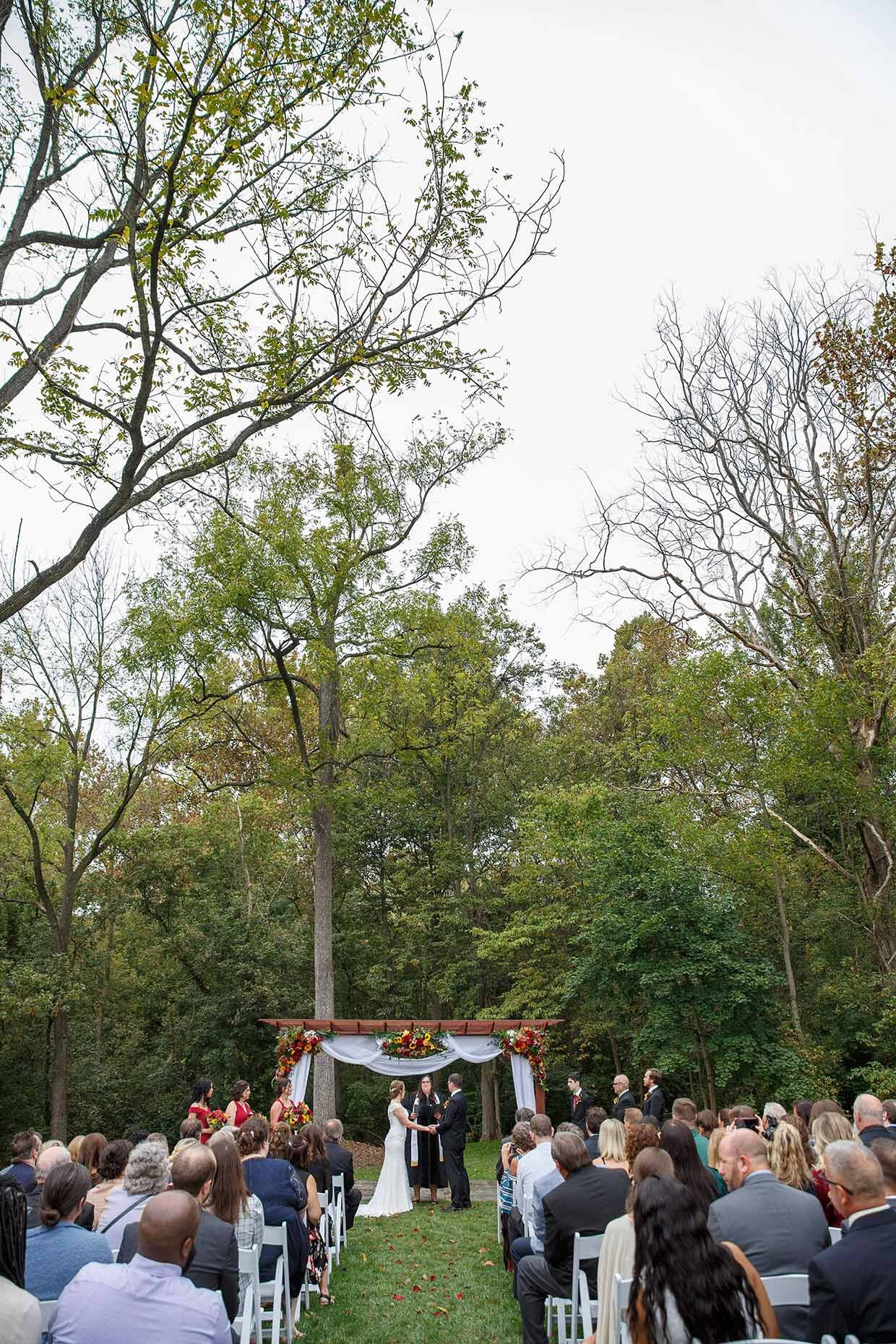 Fall Wedding Ceremony at the Mill at Manor Falls