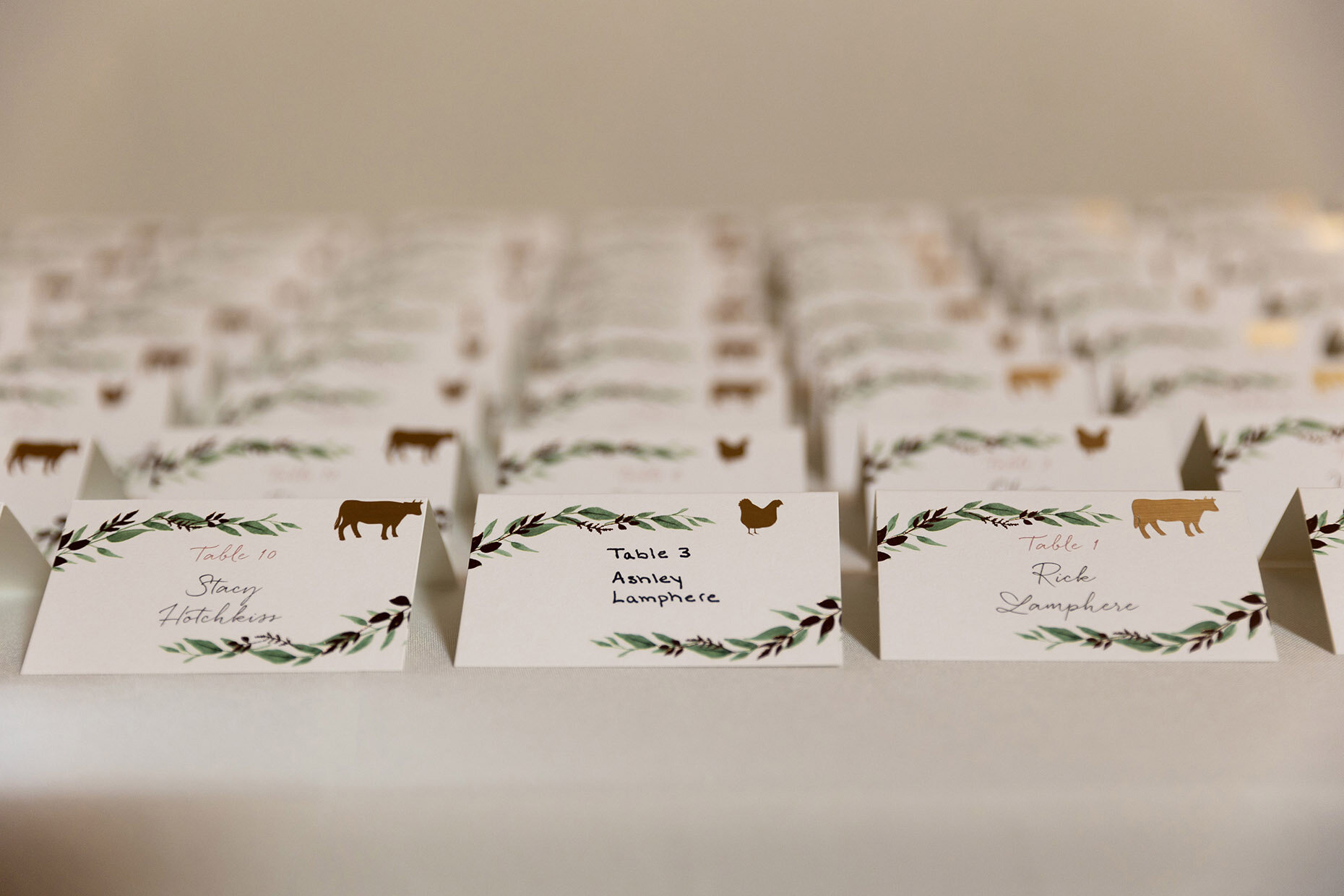 Place cards at reception 