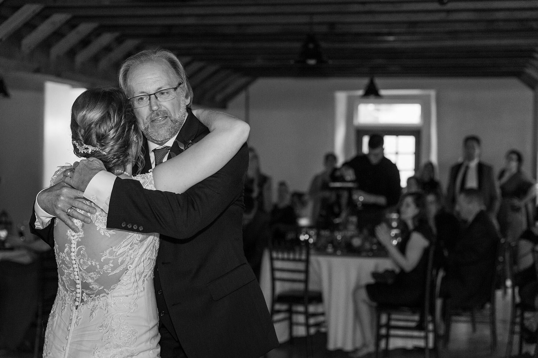 Father Daughter Dance in black and white 